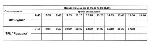 Расписание автобусов в новогодние праздники